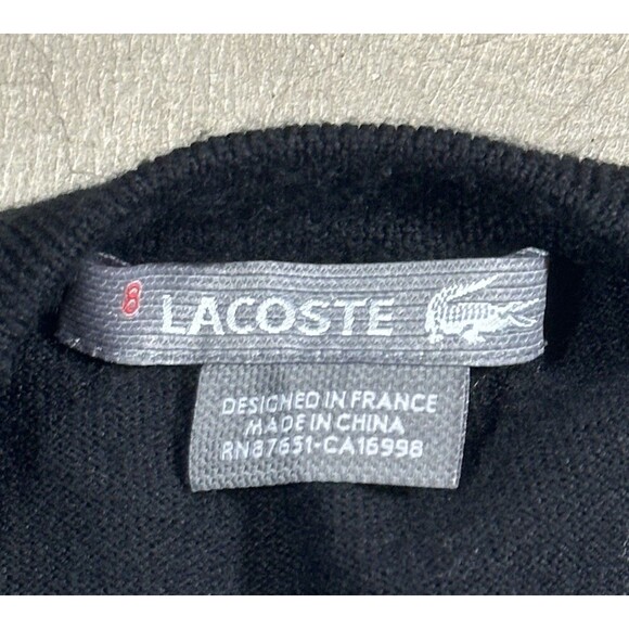 Lacoste Silver Series Men's XL Argyle Woolmark V-Neck Sweater Alligator - Picture 4 of 9